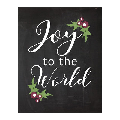 Joy to the World Christmas Song Wall Art -8 x 10" Modern Holiday Music Print-Ready to Frame. Festive Home-Kitchen-Farmhouse Decor. Perfect Welcome Sign and Winter Decoration! Great Christian Gift!