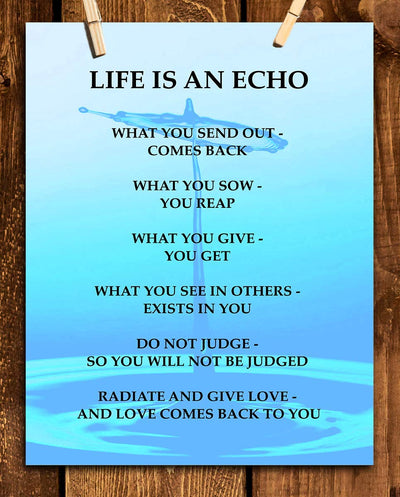 Life Is An Echo Quotes Wall Art Collection- Laws of Reciprocity- 8 x 10" Modern Art Wall Print-Ready to Frame. Inspirational Home-Studio-Office D?cor. Great Reminders on Karma. Makes a Perfect Gift!