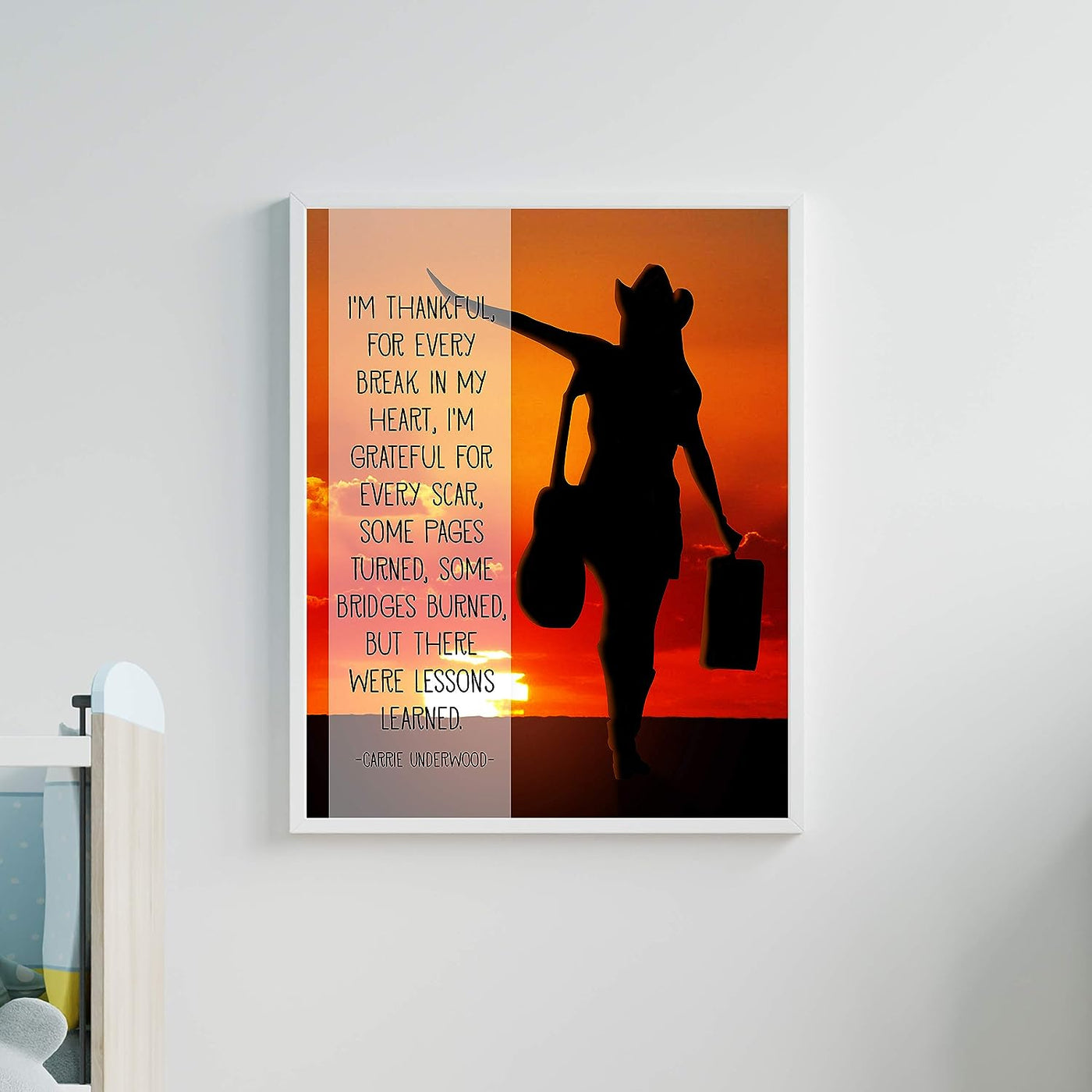 I'm Thankful for Every Break in My Heart-Inspirational Quotes Wall Art-11 x 14" Motivational Sunset Poster Print-Ready to Frame. Home-Office-Studio-Dorm Decor. Great Gift for Country Music Fans!