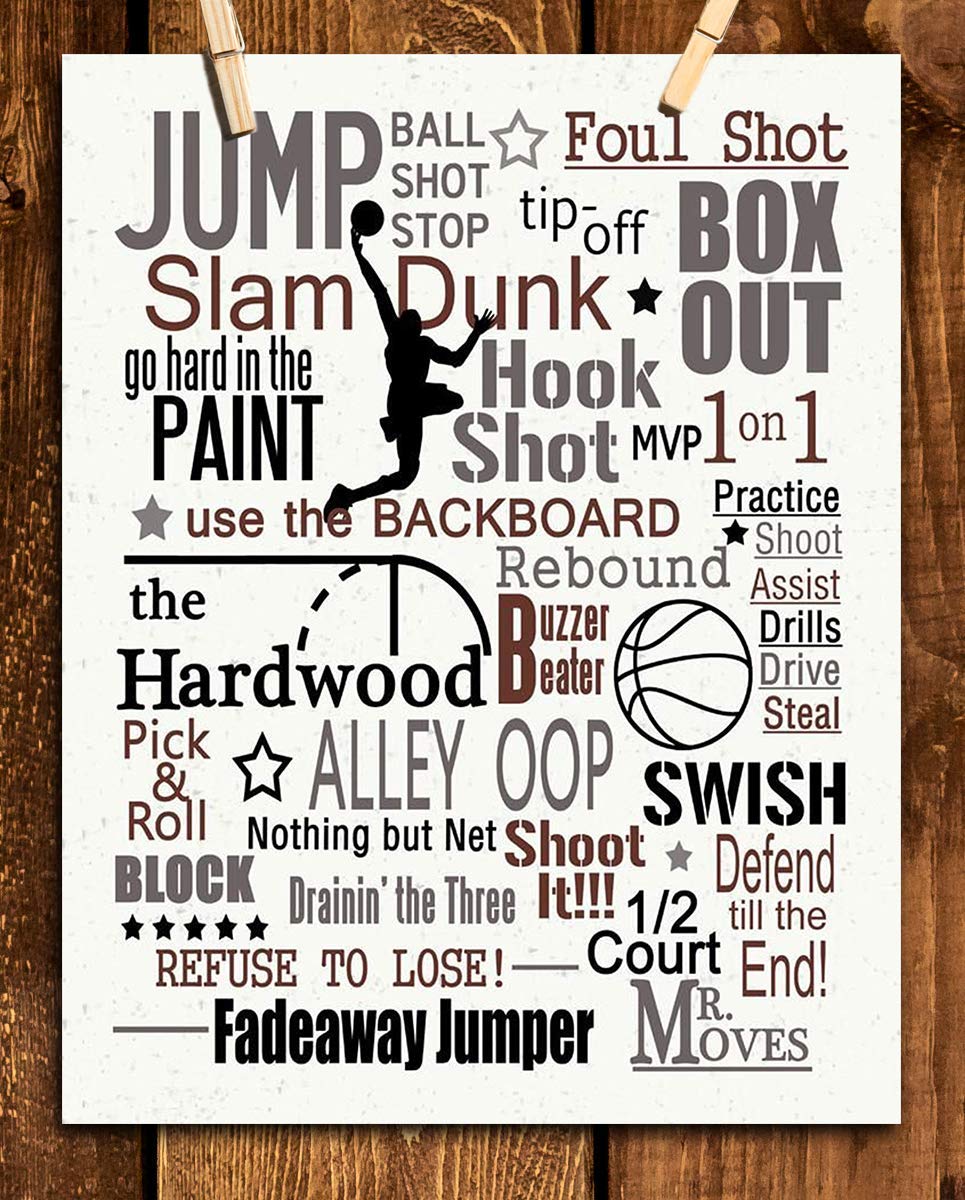 Basketball"Smack Talk" Word Art- 8 x 10"-Sports Poster Print- Ready To Frame. Motivational Wall Art with Key"Winning Words". Sports Home Decor-Bedroom Decor. Great for Locker Room-Gym-Dorm-Man Cave.