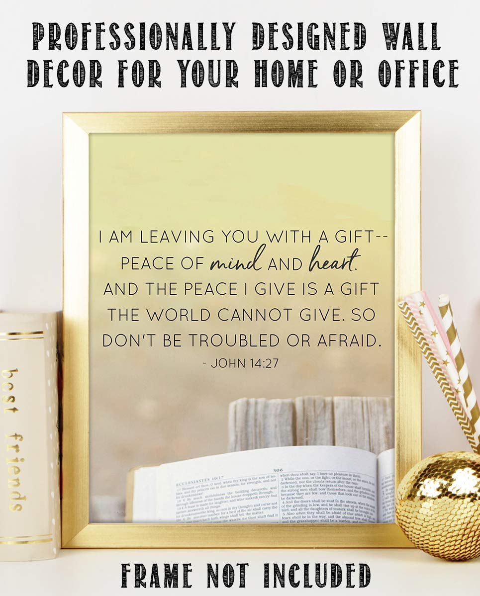 I AM Leaving You With Peace The World Cannot Give-John 14:27- Bible Verse Wall Art-8x10"-Scripture Wall Print-Ready to Frame. Typographic Photo Design. Home &amp; Office D?cor. Christian Gift of Spirit!