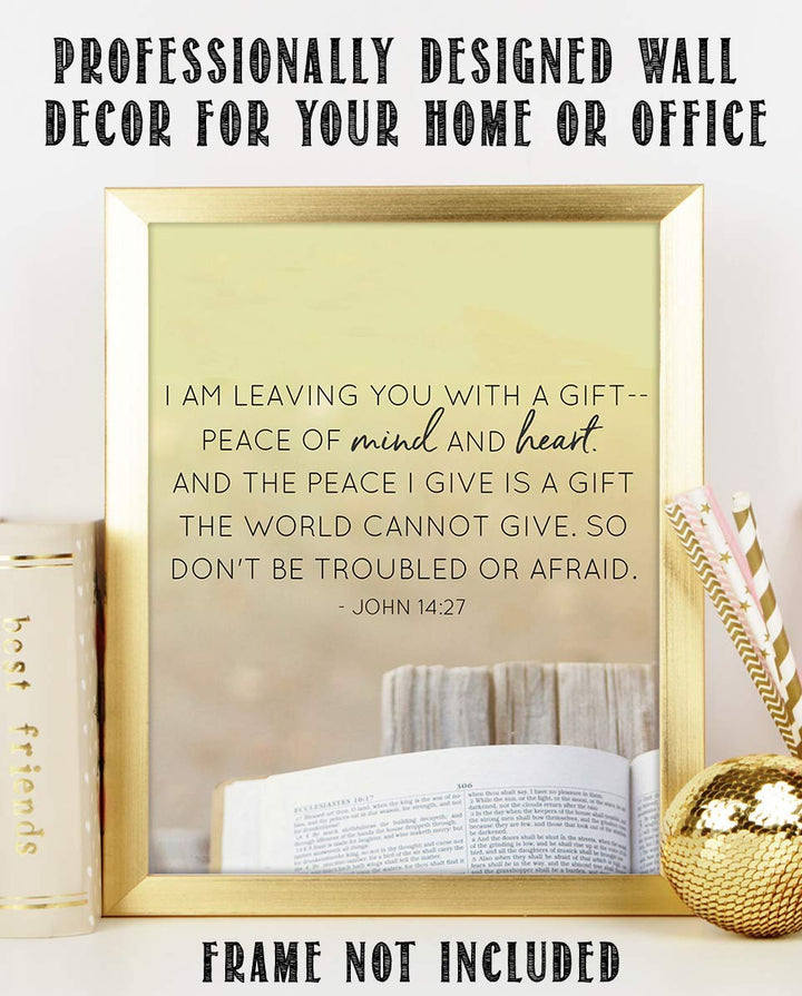 I AM Leaving You With Peace The World Cannot Give-John 14:27- Bible Verse Wall Art-8x10"-Scripture Wall Print-Ready to Frame. Typographic Photo Design. Home &amp; Office D?cor. Christian Gift of Spirit!