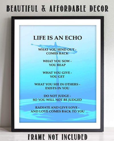 Life Is An Echo Quotes Wall Art Collection- Laws of Reciprocity- 8 x 10" Modern Art Wall Print-Ready to Frame. Inspirational Home-Studio-Office D?cor. Great Reminders on Karma. Makes a Perfect Gift!