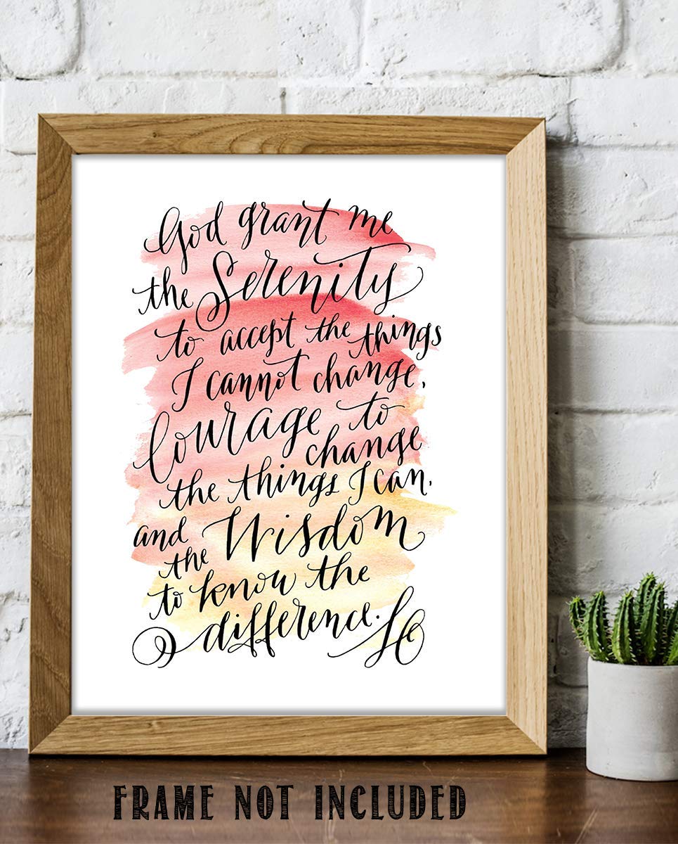 SERENITY PRAYER Script- 8 x 10"- Art Poster Print- Scripture Wall Art- Modern Art Typographic Design-Ready to Frame. Home- Church-Office D?cor-Christian Gifts. Inspiring &amp; Encouraging Verse for All.