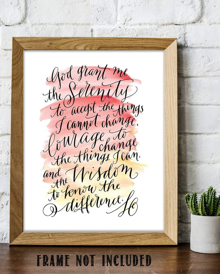SERENITY PRAYER Script- 8 x 10"- Art Poster Print- Scripture Wall Art- Modern Art Typographic Design-Ready to Frame. Home- Church-Office D?cor-Christian Gifts. Inspiring &amp; Encouraging Verse for All.