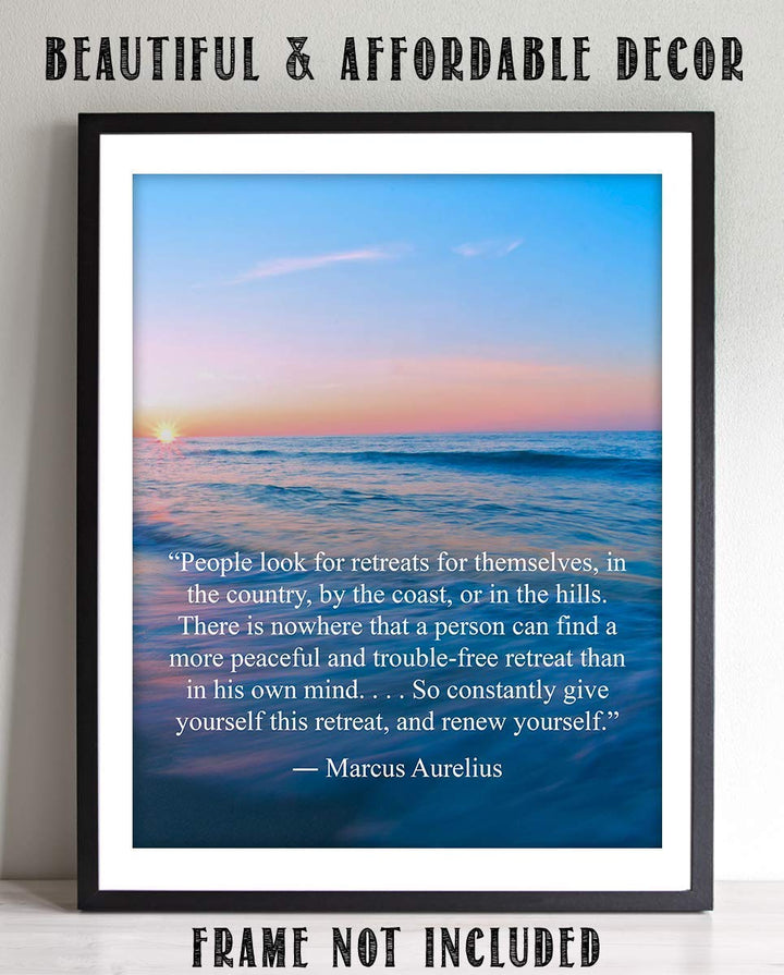 The Best Retreat-Marcus Aurelius Quotes Wall Art-8 x 10 Inspirational Wall Print-Ready to Frame. Modern Typographic Art for Home-Office-Classroom. Inspirational &amp; Philosophical Thought Sayings.