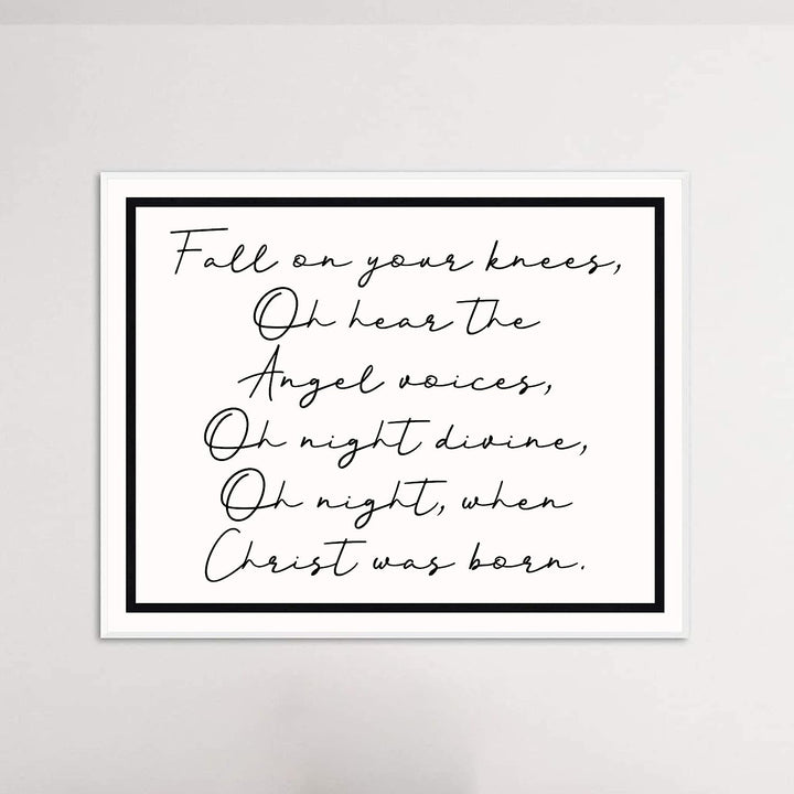 Oh Night, When Christ Was Born Christmas Song Art Decor -14 x 11" Christian Holiday Wall Print -Ready to Frame. Typographic Home-Welcome-Kitchen-Farmhouse Decor. Festive Sign &amp; Merry Gift of Faith!