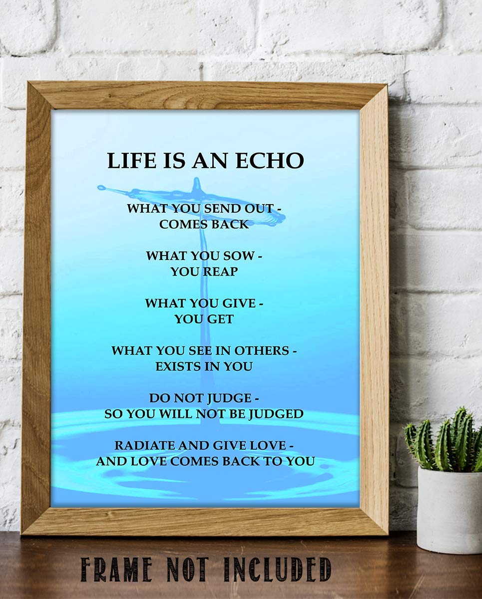 Life Is An Echo Quotes Wall Art Collection- Laws of Reciprocity- 8 x 10" Modern Art Wall Print-Ready to Frame. Inspirational Home-Studio-Office D?cor. Great Reminders on Karma. Makes a Perfect Gift!