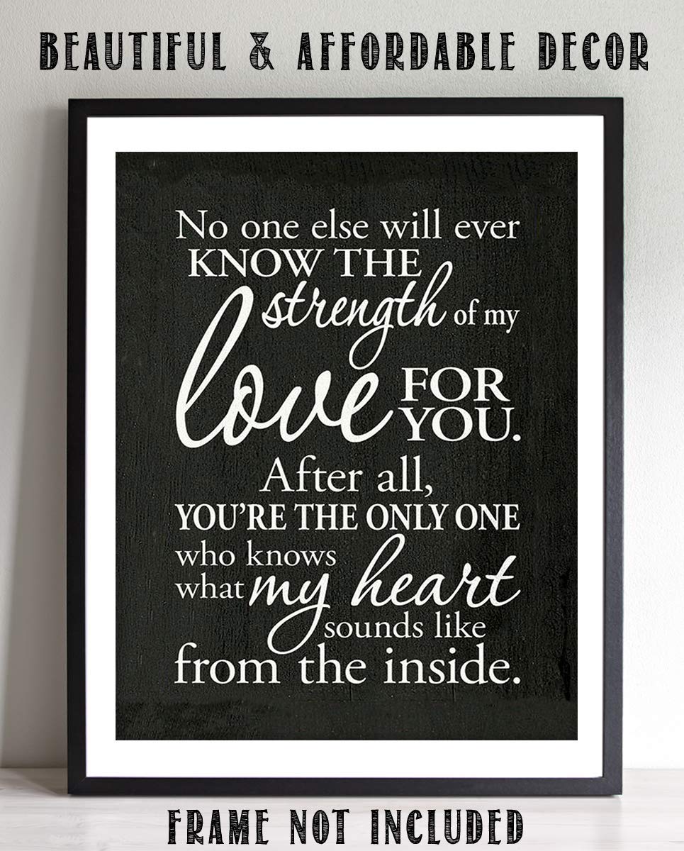 You Know What my Heart Sounds Like Inside-Love Letter-8 x 10"-Wall Art Print. Modern Typography Wall Decor-Ready to Frame. Home-Studio-Bedroom Decor. Lifetime Gift To Show the Strength of Your Love.