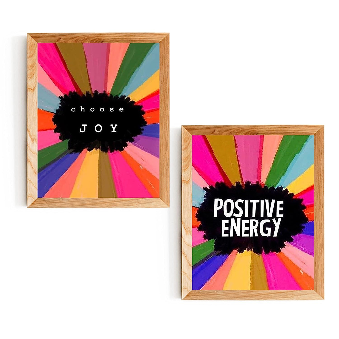 Choose Joy-Positive Energy Retro 70's Poster Print Set (2)- 8 x 10"-Inspirational Wall Print Sign- Ready to Frame. Retro Motivational Wall Art. Home-Office D?cor. Great for Students-Classroom-Dorm.