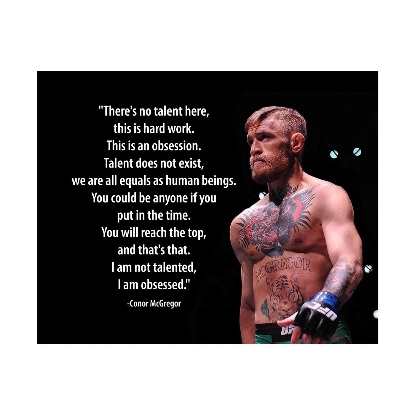 Obsession Defined – MMA Wall Art Print with Conor McGregor Inspirational Quote Poster, Motivational Decor for Gym, School and Living Room
