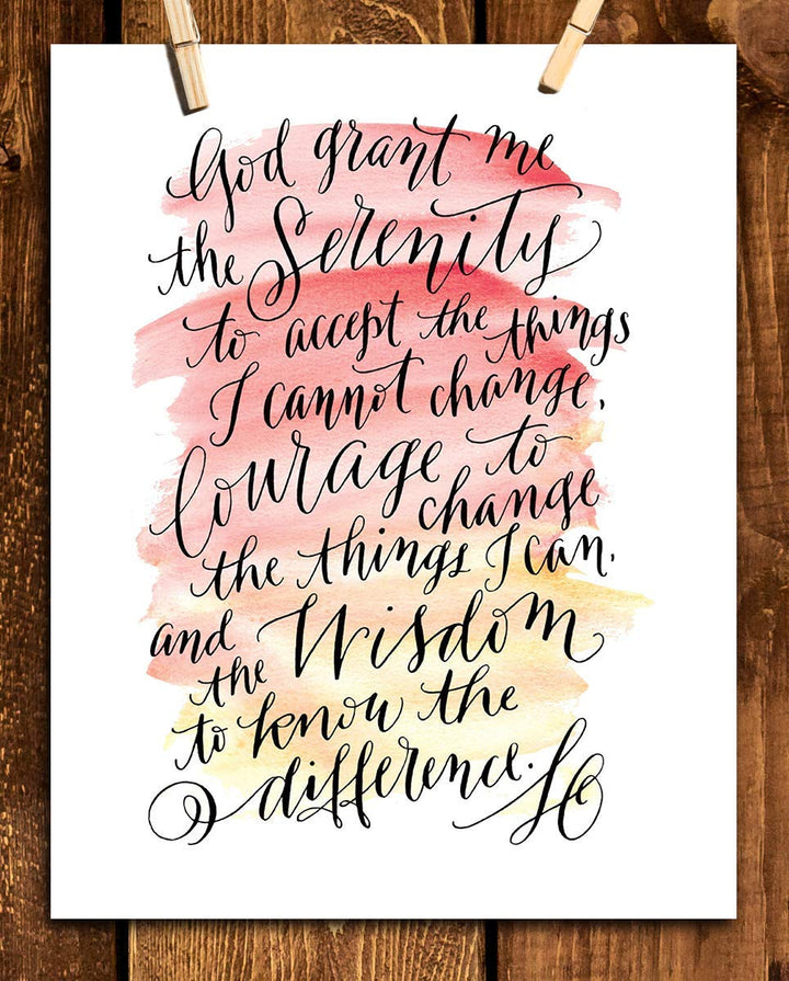 SERENITY PRAYER Script- 8 x 10"- Art Poster Print- Scripture Wall Art- Modern Art Typographic Design-Ready to Frame. Home- Church-Office D?cor-Christian Gifts. Inspiring &amp; Encouraging Verse for All.