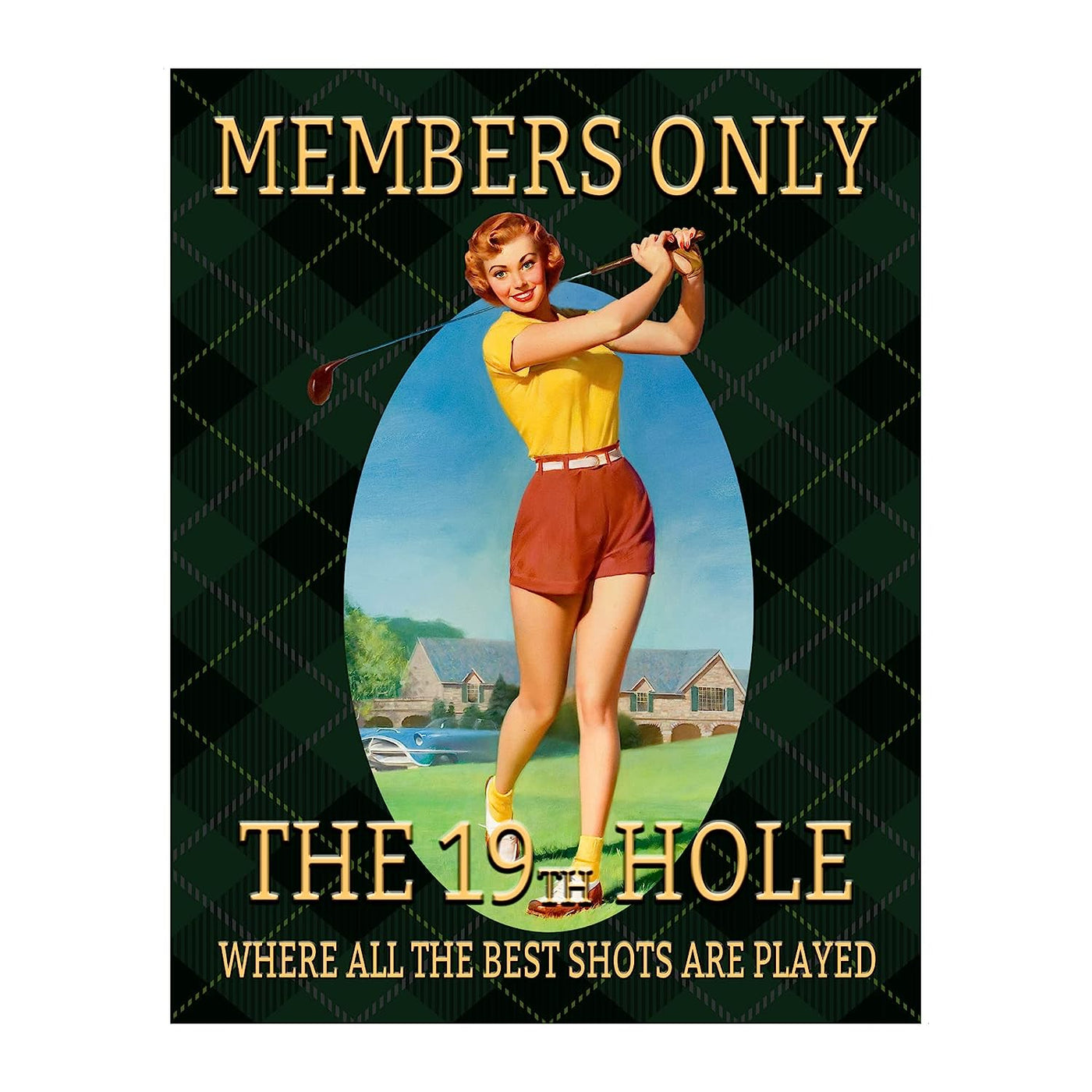 The 19th Hole-Members Only- Vintage Womens Golf Sign-11 x 14" Funny Retro Golf Art Print- Ready to Frame. Home-Office-Club House-Bar-Pub Decor. Great Gift for the Woman Cave & All Golfers!