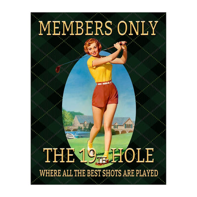 The 19th Hole-Members Only- Vintage Womens Golf Sign-11 x 14" Funny Retro Golf Art Print- Ready to Frame. Home-Office-Club House-Bar-Pub Decor. Great Gift for the Woman Cave & All Golfers!