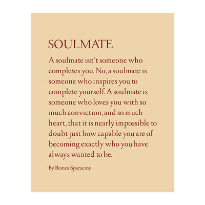 SOULMATE- Love Wall Art Print-8 x 10" Romantic Wall Decor-Ready to Frame. Modern Poem Print by Bianca Sparacino. Amorous Home-Bedroom-Personal Decor. Lasting, Loving Art Gift- Express Your Feelings.