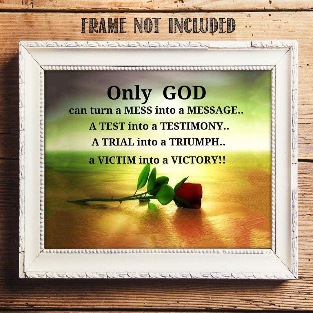ONLY GOD- Turns Everything Into Victory!- 10 x 8" Spiritual Wall Decor. Modern Typographic Print-Ready to Frame. Home-Office D?cor. Great Christian Gift. Inspiring Reminder of God&