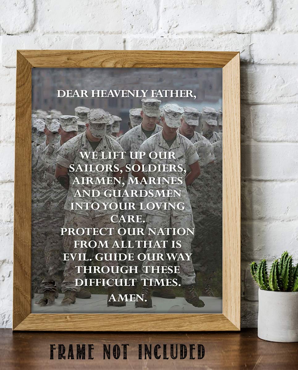 All Military Prayer- Wall Art Print- 8 x 10"-Ready to Frame. Father Protect Our Nations's Soldiers-Sailors-Airmen-Marines. Home-Office-Military D?cor. Encouraging Prayer for All Military & Family.