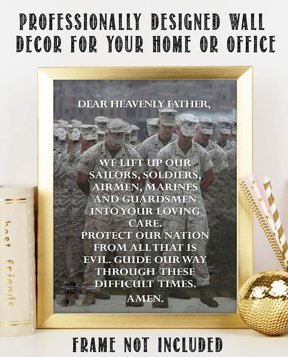 All Military Prayer- Wall Art Print- 8 x 10"-Ready to Frame. Father Protect Our Nations's Soldiers-Sailors-Airmen-Marines. Home-Office-Military D?cor. Encouraging Prayer for All Military & Family.