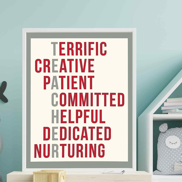 A Teacher Is. Inspirational Acronym Sign -11 x 14" Word Art Wall Print-Ready to Frame. Modern Typographic Design. Motivational Home-Office-Classroom Decor. Great Gift of Gratitude &amp; Appreciation!