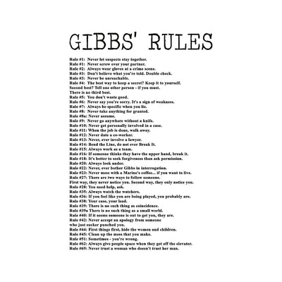 Gibbs' Rules- Funny Office Sign - 11 x 14" Wall Decor Print-Ready to Frame. Humorous Poster Print for Home-Office-Studio-Bar-Garage. Great Desk & Cubicle Sign. Perfect Novelty Gift for NCIS Fans!