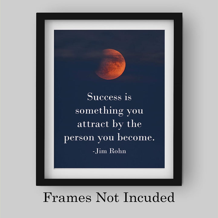 Jim Rohn-"Success Is Something You Attract"- Motivational Quotes Wall Art -8 x 10" Inspirational Sunset Print-Ready to Frame. Ideal for Home-School-Office-Gym Modern Decor. Great Gift of Motivation!