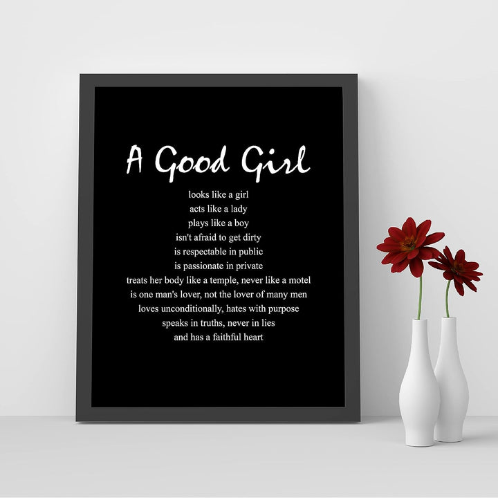 A Good Girl-Has A Faithful Heart-Inspirational Quotes Wall Art -8 x 10" Motivational Womens Typography Print-Ready to Frame. Positive Home-Girls Bedroom-Teen Decor. Great Gift to Empower Women!