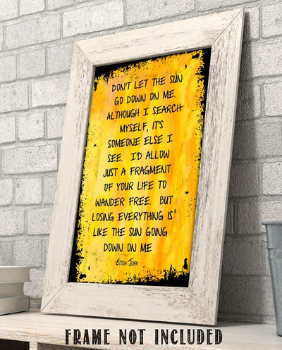 Elton John- Song Lyrics Wall Art-"Don't Let The Sun Go Down On Me"- 8 x 10" Modern Art-Print Ready to Frame. Abstract Home-Studio-Office D?cor. Perfect Gift for Musicians & Sir Elton John Fans.