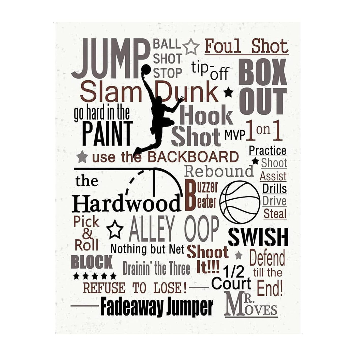 Basketball"Smack Talk" Word Art- 8 x 10"-Sports Poster Print- Ready To Frame. Motivational Wall Art with Key"Winning Words". Sports Home Decor-Bedroom Decor. Great for Locker Room-Gym-Dorm-Man Cave.