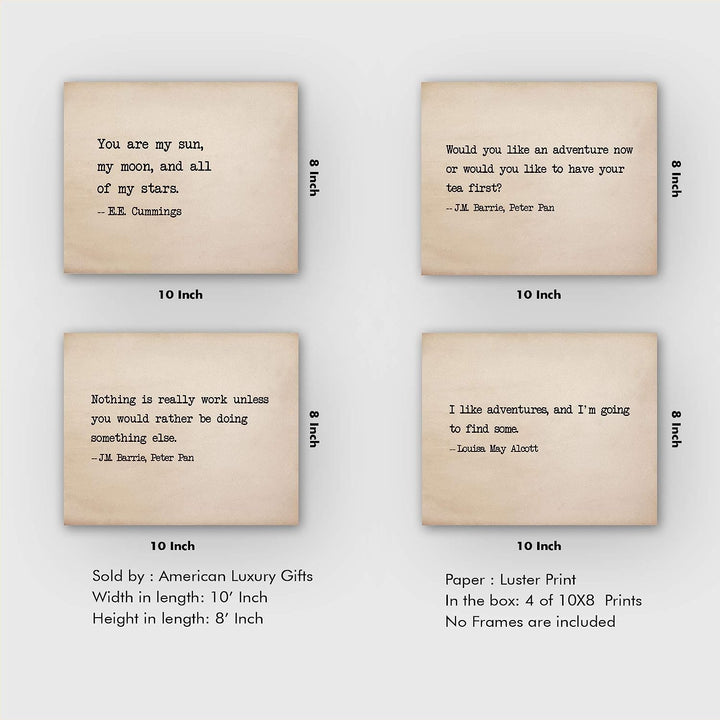 Famous Poetic Quotes-Wall Art Set-(4) -8 x 10&