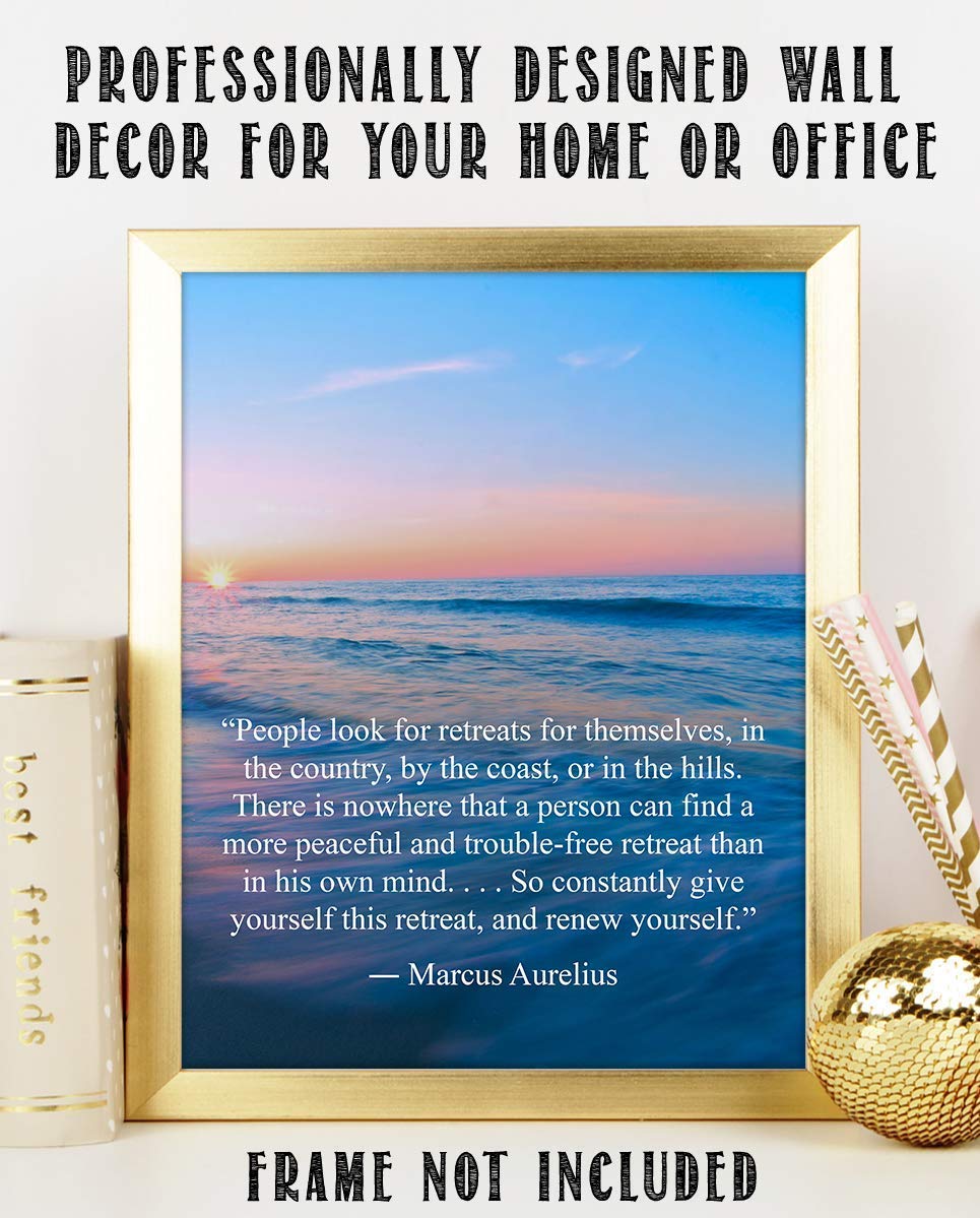 The Best Retreat-Marcus Aurelius Quotes Wall Art-8 x 10 Inspirational Wall Print-Ready to Frame. Modern Typographic Art for Home-Office-Classroom. Inspirational &amp; Philosophical Thought Sayings.