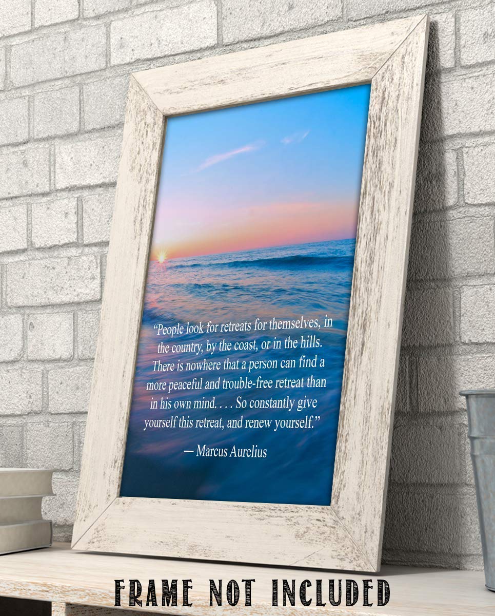 The Best Retreat-Marcus Aurelius Quotes Wall Art-8 x 10 Inspirational Wall Print-Ready to Frame. Modern Typographic Art for Home-Office-Classroom. Inspirational &amp; Philosophical Thought Sayings.