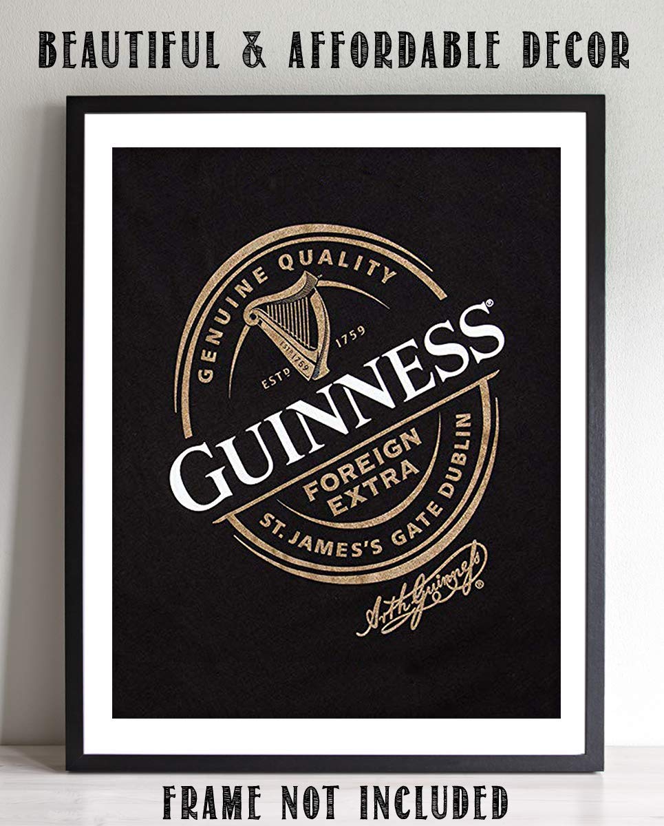 Guinness Beer-Signature Poster Print-"St. James Gate-Dublin, Ireland"- 8 x 10" Wall Decor Print- Ready To Frame- Modern Sign Replica Print. Pub Decor for Man Cave-Bar-Game Room-Garage-Dorm.