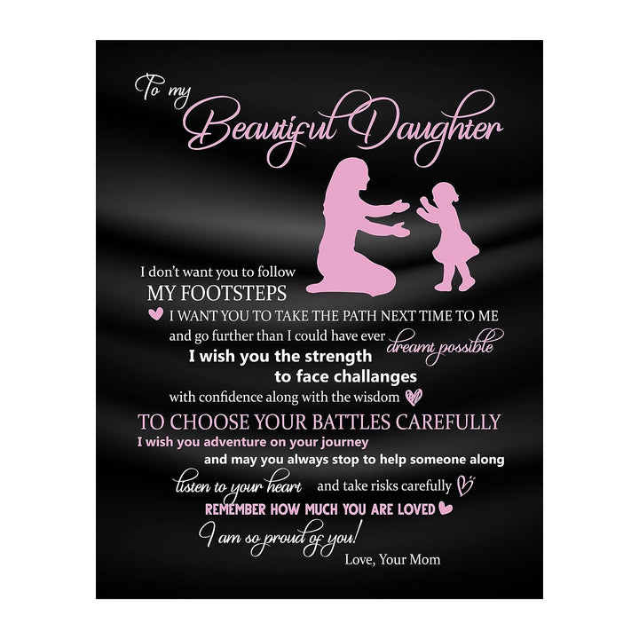 To My Beautiful Daughter -You Are Loved Inspirational Family Wall Art -8 x 10" Rustic Mom &amp; Daughter Silhouette Print -Ready to Frame. Home-Bedroom Decor. Loving, Keepsake Gift for All Daughters!