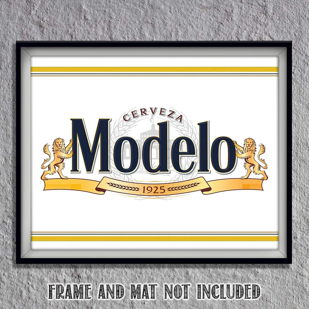 Modelo Beer- Logo Poster Print- 10 x 8" Wall Decor Print-Ready To Frame."Cerveza-1925"-Beer Sign Replica Print. Perfect Decor for Man Cave-Bar-Game Room-Garage-Dorm. Great Gift!