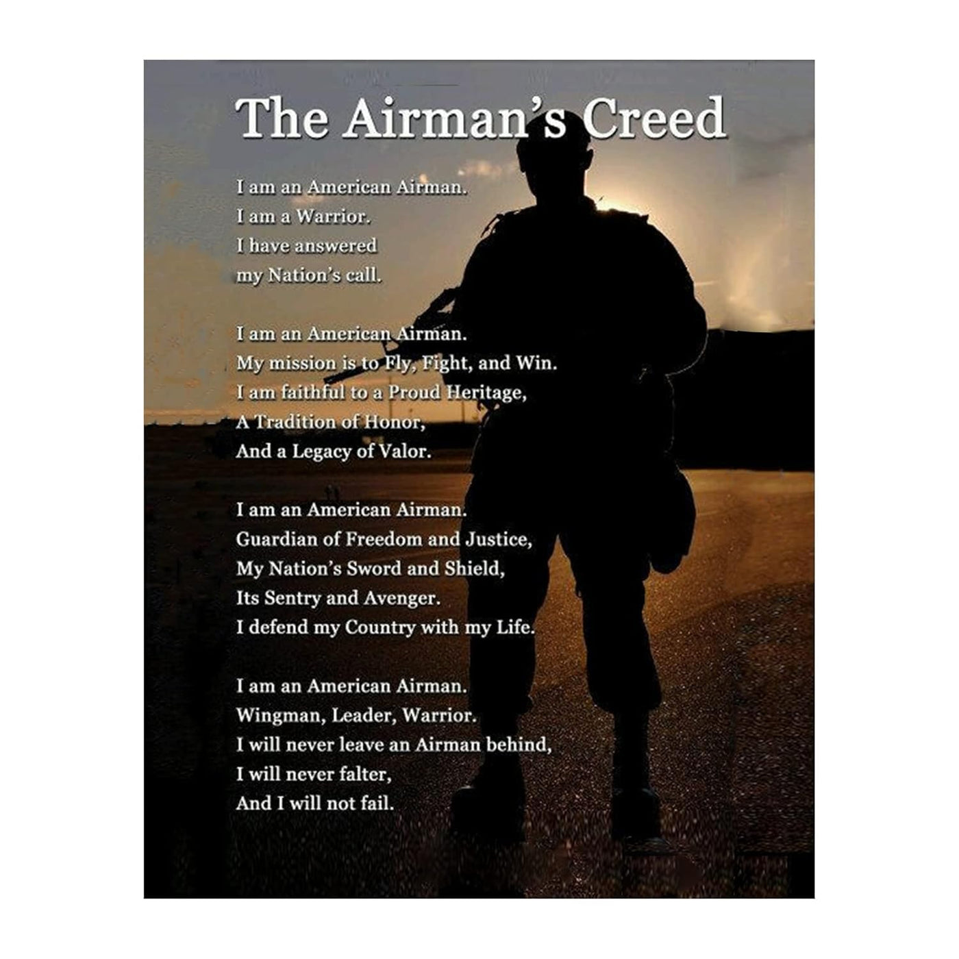 The Airman's Creed - US Air Force Military Wall Art, Wingman Military Wall Decor, Motivational Wall Art Print, Home Decor, Living Room Decor