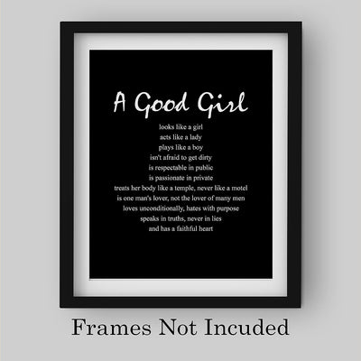 A Good Girl-Has A Faithful Heart-Inspirational Quotes Wall Art -8 x 10" Motivational Womens Typography Print-Ready to Frame. Positive Home-Girls Bedroom-Teen Decor. Great Gift to Empower Women!