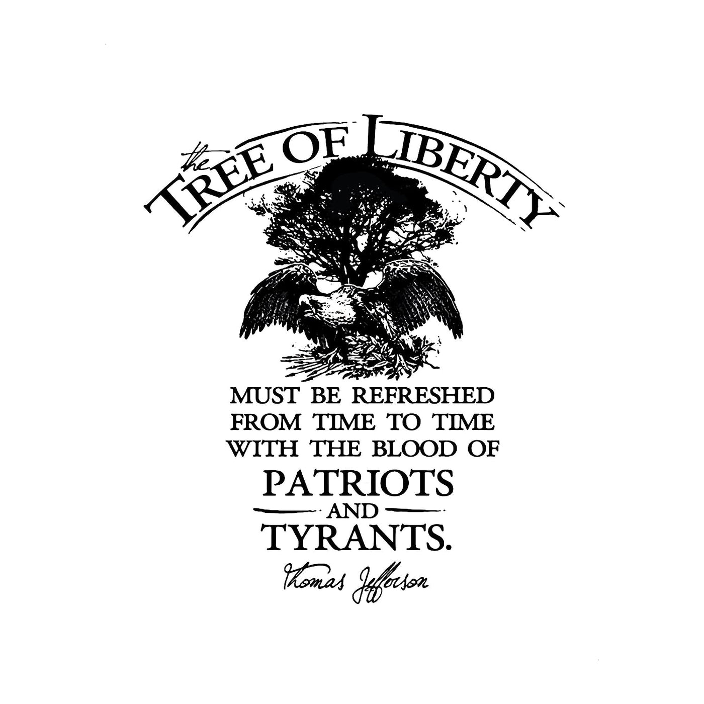 Thomas Jefferson Quotes-"The Tree of Liberty-Refreshed With Blood of Patriots & Tyrants"-8 x 10" Motivational Wall Art Print -Ready to Frame. Patriotic Decor for Home-Office-School-Library.