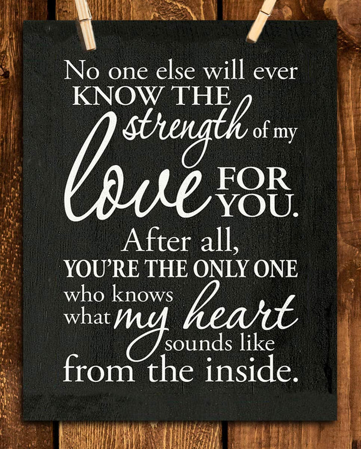 You Know What my Heart Sounds Like Inside-Love Letter-8 x 10"-Wall Art Print. Modern Typography Wall Decor-Ready to Frame. Home-Studio-Bedroom Decor. Lifetime Gift To Show the Strength of Your Love.