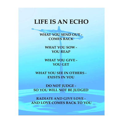 Life Is An Echo Quotes Wall Art Collection- Laws of Reciprocity- 8 x 10" Modern Art Wall Print-Ready to Frame. Inspirational Home-Studio-Office D?cor. Great Reminders on Karma. Makes a Perfect Gift!