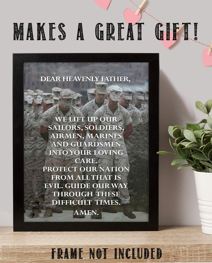 All Military Prayer- Wall Art Print- 8 x 10"-Ready to Frame. Father Protect Our Nations&