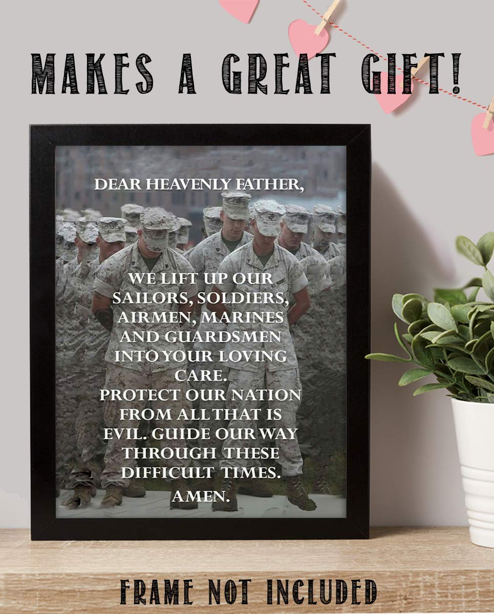 All Military Prayer- Wall Art Print- 8 x 10"-Ready to Frame. Father Protect Our Nations's Soldiers-Sailors-Airmen-Marines. Home-Office-Military D?cor. Encouraging Prayer for All Military & Family.