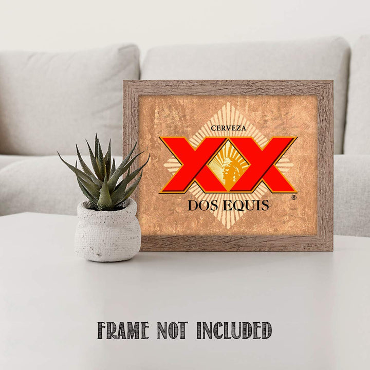 Dos Equis XX Beer- Logo Poster Print- 10 x 8" Wall Decor Print-Ready To Frame. Mexican Cerveza Sign Replica Print. Perfect Decor for Man Cave-Bar-Game Room-Garage-Dorm. Great Gift Idea!