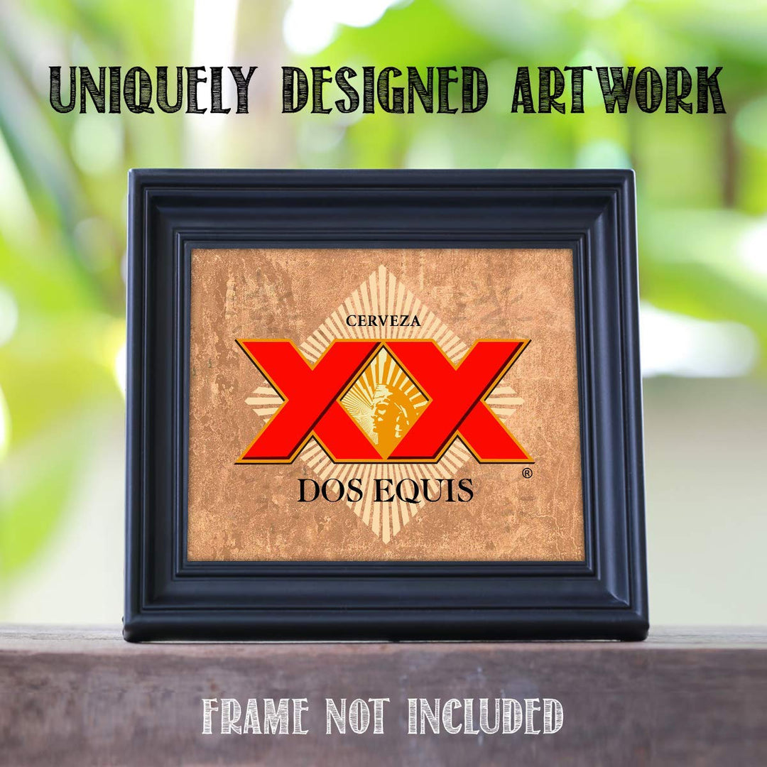 Dos Equis XX Beer- Logo Poster Print- 10 x 8" Wall Decor Print-Ready To Frame. Mexican Cerveza Sign Replica Print. Perfect Decor for Man Cave-Bar-Game Room-Garage-Dorm. Great Gift Idea!