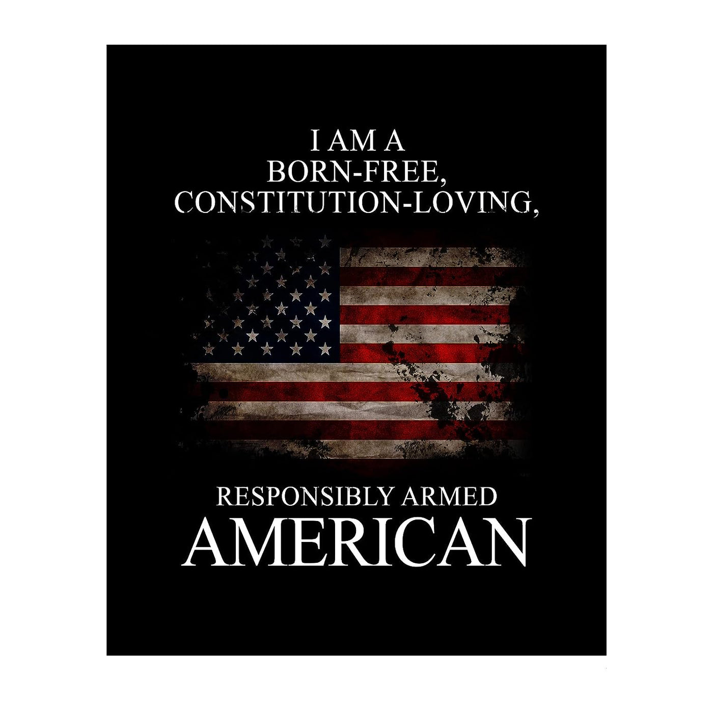 I Am A Born-Free, Responsibly Armed American-Patriotic Quotes Wall Art- 8 x 10" Pro-American Poster Print-Ready To Frame. Perfect Home-Office-Garage-Bar-Cave Decor. Display Your American Pride!