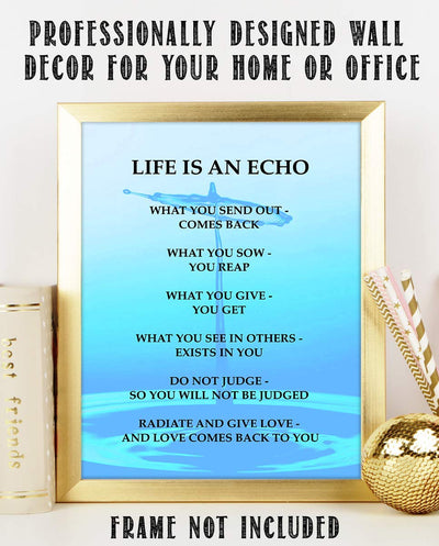 Life Is An Echo Quotes Wall Art Collection- Laws of Reciprocity- 8 x 10" Modern Art Wall Print-Ready to Frame. Inspirational Home-Studio-Office D?cor. Great Reminders on Karma. Makes a Perfect Gift!