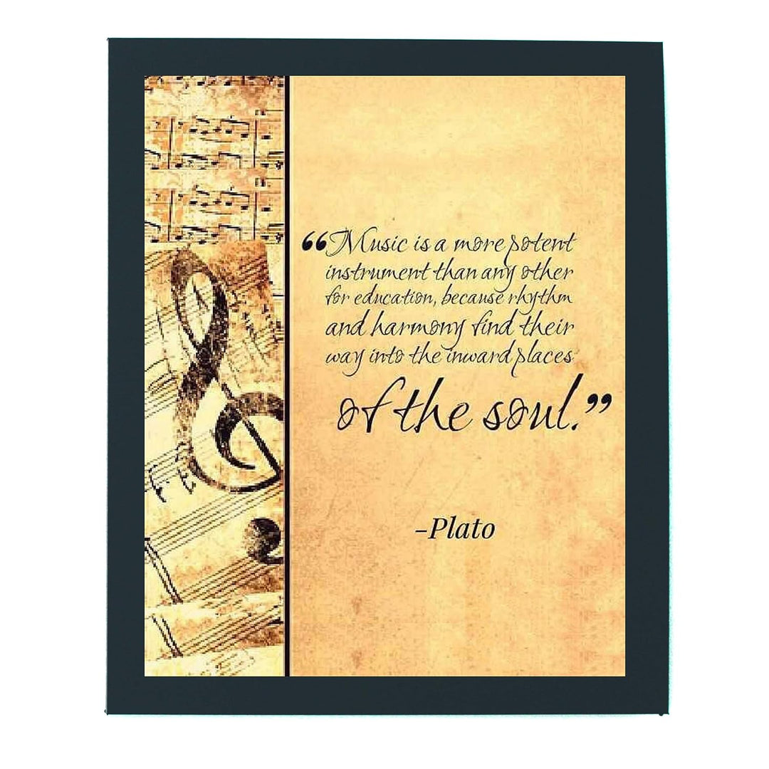 Plato Quotes Wall Art-"Music Finds Its Way Into Our Soul"- 8 x 10 Art Wall Print- Ready to Frame. Modern Home D?cor, Studio &amp; Office D?cor. Makes a Perfect Gift for Music Inspiration &amp; Philosophy.