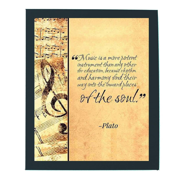 Plato Quotes Wall Art-"Music Finds Its Way Into Our Soul"- 8 x 10 Art Wall Print- Ready to Frame. Modern Home D?cor, Studio &amp; Office D?cor. Makes a Perfect Gift for Music Inspiration &amp; Philosophy.