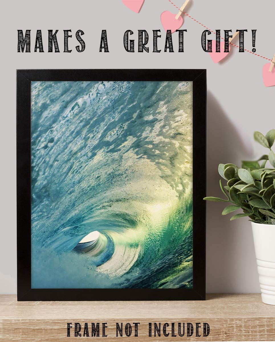 Inside the Pipeline - Funnel Wave - 8 x 10 Wall Art Print Ready to Frame. Modern Home D?cor, Office D?cor &amp; Wall Prints for Beach and Ocean Theme Wall Decor. Makes a Perfect Gift for Beach Lovers!