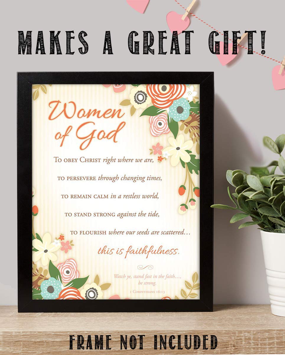 Women of God-Collection of Faithfulness 1 Cor 16:13- Bible Verse Wall Art-8x10"-Scripture Wall Print-Ready to Frame. Elegant Floral Design. Home Decor-Office D?cor-Christian Gifts. Her Best Traits!