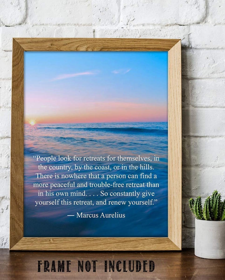 The Best Retreat-Marcus Aurelius Quotes Wall Art-8 x 10 Inspirational Wall Print-Ready to Frame. Modern Typographic Art for Home-Office-Classroom. Inspirational &amp; Philosophical Thought Sayings.
